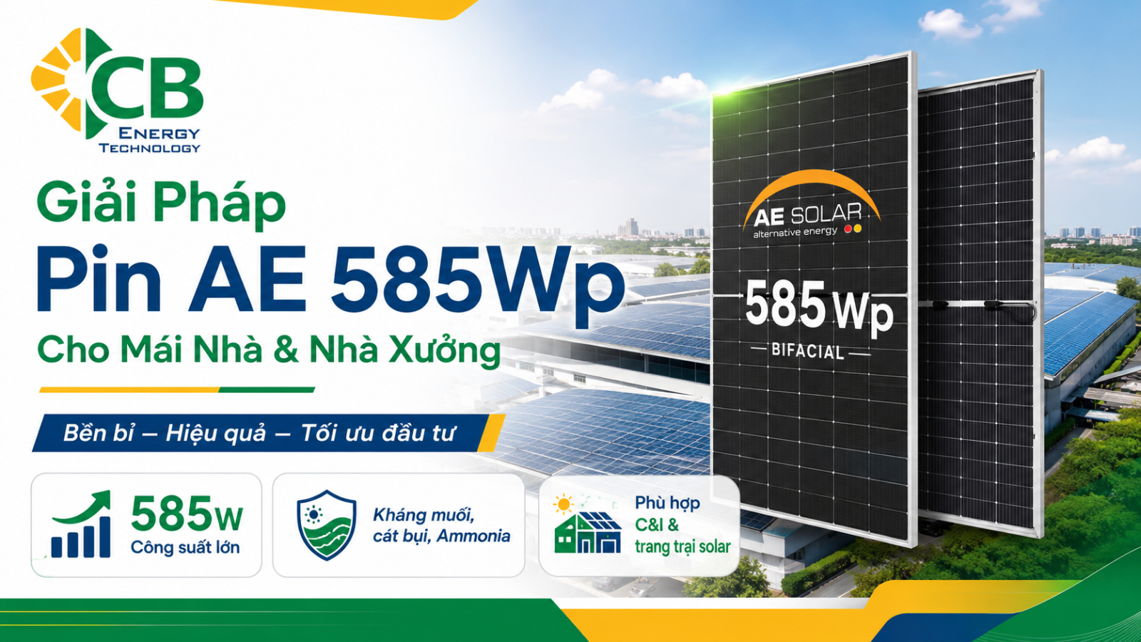 Pin AE Solar 585W công nghệ N-Type TOPCon