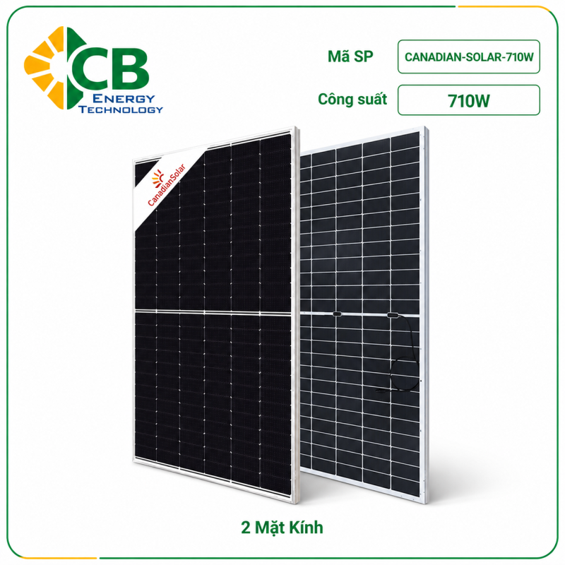 Tấm pin Canadian Solar 710W 2 mặt kính