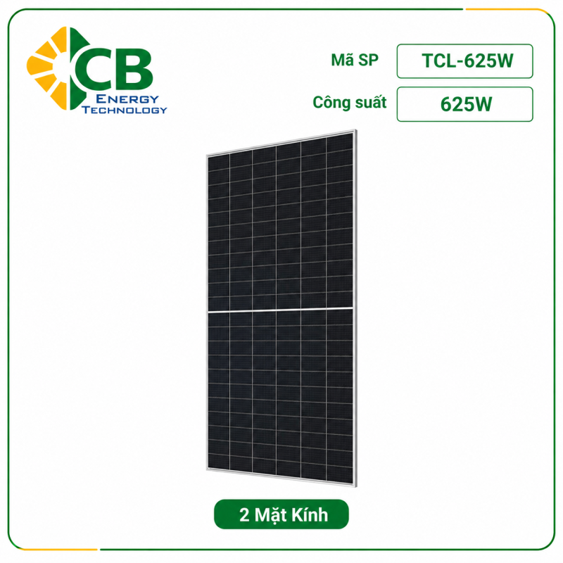 Tấm Pin Năng Lượng Mặt Trời TCL 625W 2 Mặt Kính